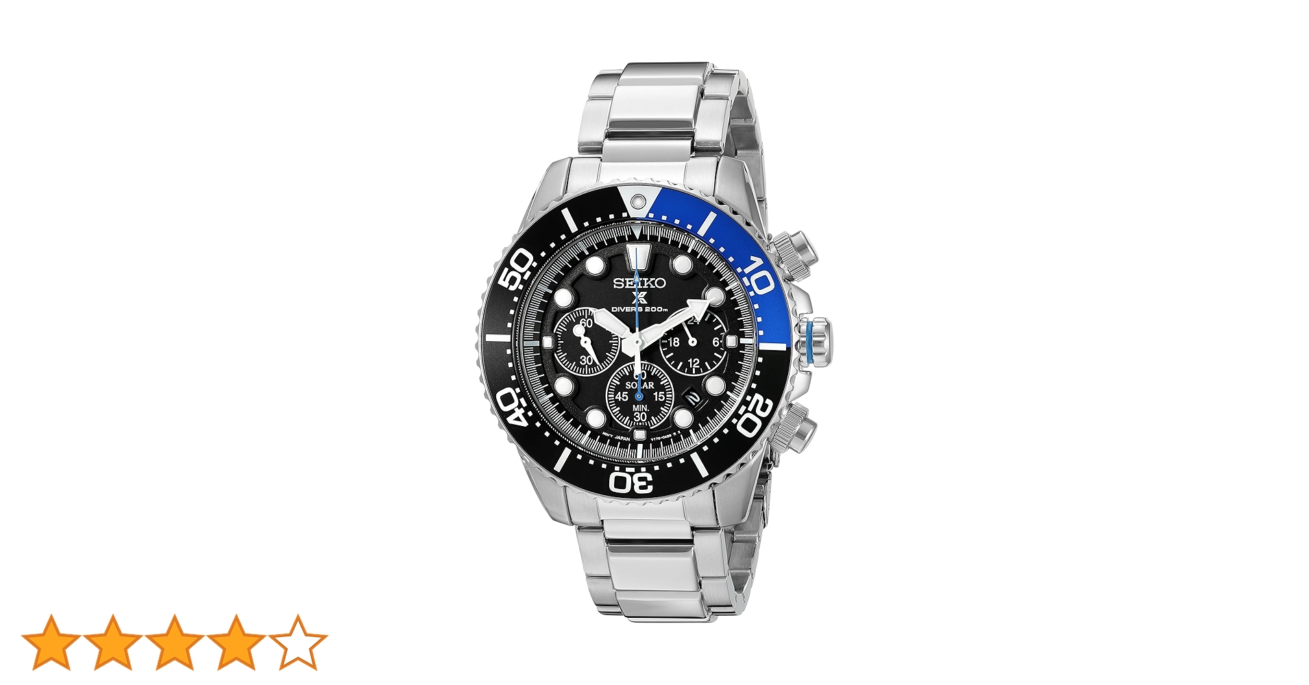 美品 セイコー プロスペックス ソーラー腕時計 SSC017 ブラック×ブルー PROSPEX SEIKO プロスペックス セイコー ダイバーズ クロノ